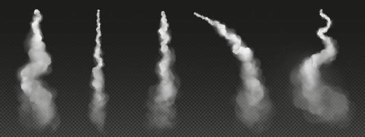 Raketenspur, Flugzeugrauch, Flugzeug- oder Düsenwolken vektor