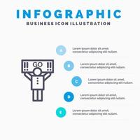 Symbol für Fan-Sport-Unterstützung mit 5-Schritten-Präsentations-Infografiken-Hintergrund vektor