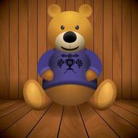 brauner Teddybär auf hölzernem Hintergrund vektor