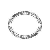 oval ram med antik prydnad mall. ellips utsmyckad bild och Foto gräns med dekorativ gammal grekisk prydnad i retro roman vektor stil
