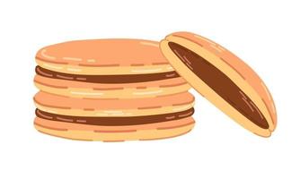 asiatisk ljuv pannkakor dorayaki. japansk sötsaker illustration. vektor