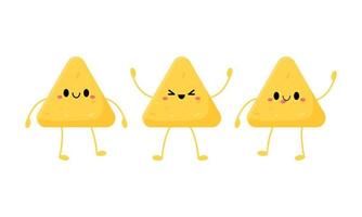 nachos-charakter, lustige chips. Kawaii Latino-Essen. Vektor-Illustration. vektor