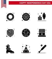 9 USA fast glyf tecken oberoende dag firande symboler av Örn fågel fjäder amerikan skydd redigerbar USA dag vektor design element