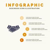 Vereinbarung Deal Handshake Geschäftspartner solides Symbol Infografiken 5 Schritte Präsentationshintergrund vektor