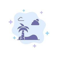 Strand Palme Frühling blaues Symbol auf abstrakten Wolkenhintergrund vektor