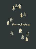Grußkarte der frohen Weihnachten, Feiertagsillustration. Handbeschriftung, dekorative Weihnachtsbäume wie Gold vektor
