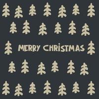 Grußkarte der frohen Weihnachten, Feiertagsillustration. Handbeschriftung, dekorative Weihnachtsbäume wie Gold vektor