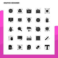 25 Grafikdesigner-Icon-Set solide Glyphen-Icon-Vektor-Illustrationsvorlage für Web- und mobile Ideen für Unternehmen vektor