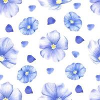 Vektor nahtlose Muster von Flachs-Wildblumen. Aquarell florales nahtloses Muster von blauen Blumen. geeignet für Stoff, Scrapbooking, digitales Papierdesign