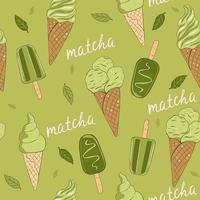 Nahtloses Muster mit Matcha-Eis. Vektorgrafiken. vektor