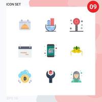9 tematiska vektor platt färger och redigerbar symboler av mobil tacksägelse roligt säsong kalender redigerbar vektor design element