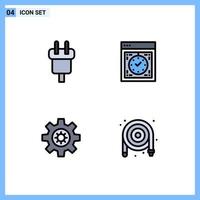 Stock Vector Icon Pack mit 4 Zeilenzeichen und Symbolen für die elektrische Entwicklung des Ladenetzes, die editierbare Vektordesign-Elemente festlegen