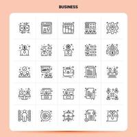 Umriss 25 Business Icon Set Vektor Linienstil Design schwarze Symbole Set lineares Piktogramm Pack Web und mobile Geschäftsideen Design Vektor Illustration