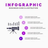 Teleskop Geschäftsprognose Prognose Markttrend Vision solides Symbol Infografiken 5 Schritte Präsentationshintergrund vektor