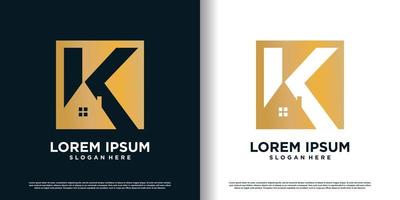 buchstabe k logo design vektor mit kreativem hauskonzept premium vektor