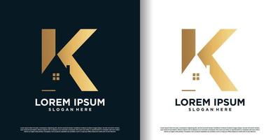 brev k logotyp design vektor med kreativ hus begrepp premie vektor