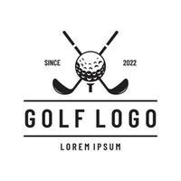 golf boll och golf klubb logotyp design. logotyp för professionell golf team, golf klubb, turnering, företag, händelse. vektor