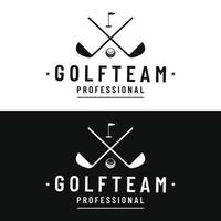 golf boll och golf klubb logotyp design. logotyp för professionell golf team, golf klubb, turnering, företag, händelse. vektor