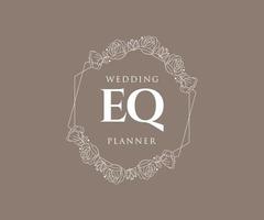 eq initialen brief hochzeitsmonogramm logos sammlung, handgezeichnete moderne minimalistische und florale vorlagen für einladungskarten, save the date, elegante identität für restaurant, boutique, café im vektor