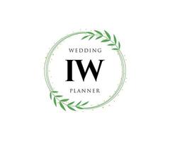 iw initialen brief hochzeitsmonogramm logos sammlung, handgezeichnete moderne minimalistische und florale vorlagen für einladungskarten, save the date, elegante identität für restaurant, boutique, café im vektor