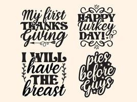 Happy Thanksgiving Day T-Shirt Design Set, Thanksgiving Day T-Shirt Design Bundle vektor