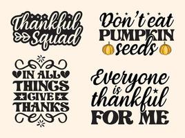 Happy Thanksgiving Day T-Shirt Design Set, Thanksgiving Day T-Shirt Design Bundle vektor