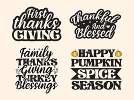 Happy Thanksgiving Day T-Shirt Design Set, Thanksgiving Day T-Shirt Design Bundle vektor