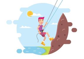 Rappelling Down A Cliff Vector Design