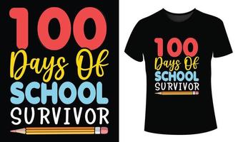 100 dagar av skola efterlevande t skjorta design vektor
