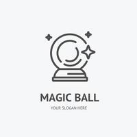 Magic Ball Zeichen dünne Linie Symbol Emblem Konzept. Vektor