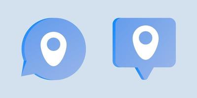 Zeiger-Pin-Standort-Navigation GPS-Suchzeichen-Symbol auf 3D-Sprechblasen-Chat vektor