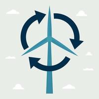 Symbol, Aufkleber, Schaltfläche zum Thema Erde retten mit Symbol erneuerbarer und Windkraftanlage vektor