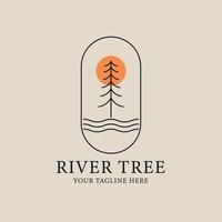 Fluss Baum Landschaft Linie Kunst Logo, Symbol und Symbol, Vektorillustrationsdesign vektor