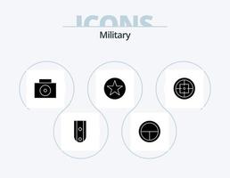 militärisches Glyphen-Icon-Pack 5-Icon-Design. Abzeichen. Stern. Soldat. Insignien. Kreis vektor