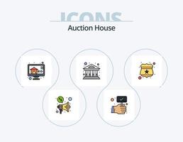 Auktionslinie gefüllt Icon Pack 5 Icon Design. Schutz. sperren. Gericht. Gesetz. Waage vektor