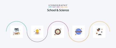 Schule und Wissenschaft Flat 5 Icon Pack inklusive Licht. Ausrüstung. Lernen. Bildung vektor