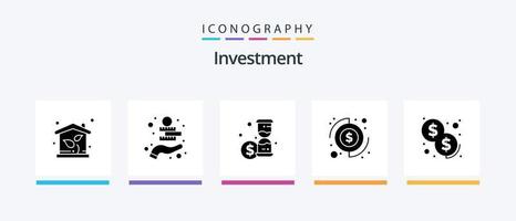 Investment Glyph 5 Icon Pack inklusive Bezahlung. Kasse. Anlage. Geld. Münzen. kreatives Symboldesign vektor