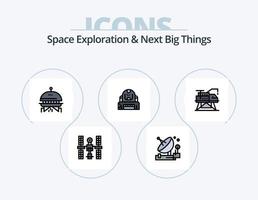 Weltraumforschung und nächste große Dinge Zeile gefüllt Icon Pack 5 Icon Design. Kontrolle. Kabine. Kryonik. Wohnen. Konstruktion vektor