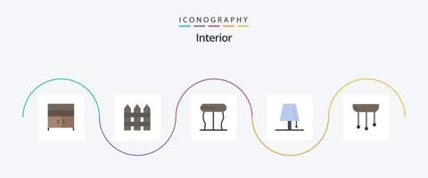 Interior Flat 5 Icon Pack inklusive Kronleuchter. hell. Schutz. Lampe. Design vektor