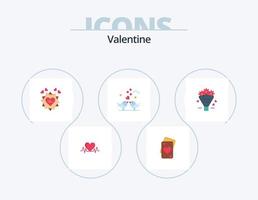 valentine platt ikon packa 5 ikon design. kort. kärlek. kort. dag. valentine vektor