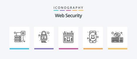 Web Security Line 5 Icon Pack inklusive ok. prüfen. Cyber. Authentifizierung. Keylogger. kreatives Symboldesign vektor