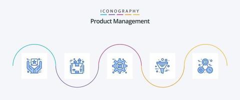 Produktmanagement Blue 5 Icon Pack inklusive Management. Daten. Verpackung. Geschäft. Vorlieben vektor