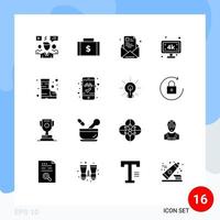 16 kreative Symbole, moderne Zeichen und Symbole von Smart-TV-Lebenslauf-Geldprofilen und editierbare Vektordesign-Elemente vektor