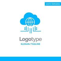 Internet denken Cloud-Technologie blau solide Logo-Vorlage Platz für Slogan vektor