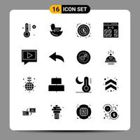 16 schwarze Icon-Pack-Glyphen-Symbole Zeichen für ansprechende Designs auf weißem Hintergrund 16 Icons gesetzt vektor