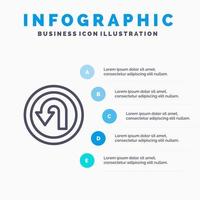 Pfeil zurück Navigationsweg Liniensymbol mit 5 Schritten Präsentation Infografiken Hintergrund vektor