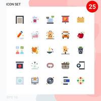 stock vektor ikon packa av 25 linje tecken och symboler för kalender projektor ai utbildning valentine redigerbar vektor design element