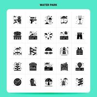 solide 25 Wasserpark Icon Set Vektor Glyphe Stil Design schwarze Icons Set Web und mobile Geschäftsideen Design Vektor Illustration