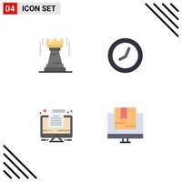 4 flaches Icon-Pack der Benutzeroberfläche mit modernen Zeichen und Symbolen des Burgdokument-Bastion-Zeit-Handels editierbare Vektordesign-Elemente vektor