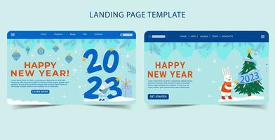frohes neues jahr 2023 feier flaches landingpage-vorlagendesign vektor